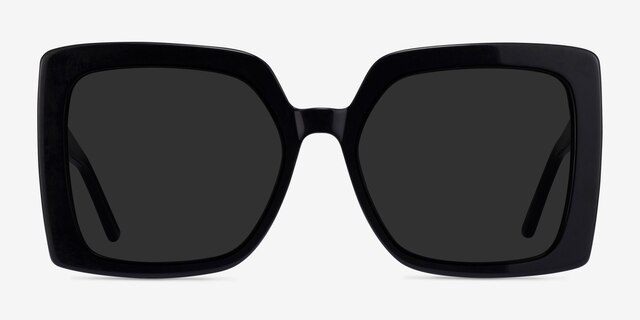 Hollywood Black AcetateSunglass Frames from EyeBuyDirect, Front View
