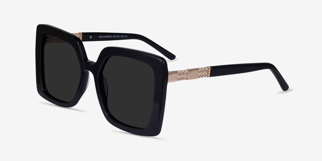 Hollywood Black AcetateSunglass Frames from EyeBuyDirect, Angle View
