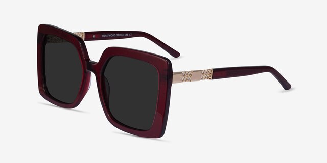 Hollywood Burgundy AcetateSunglass Frames from EyeBuyDirect, Angle View