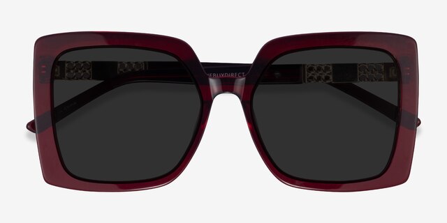 Hollywood Burgundy AcetateSunglass Frames from EyeBuyDirect, Closed View