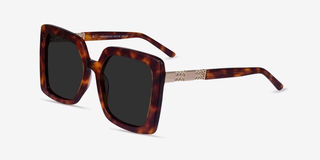 Hollywood Tortoise AcetateSunglass Frames from EyeBuyDirect, Angle View