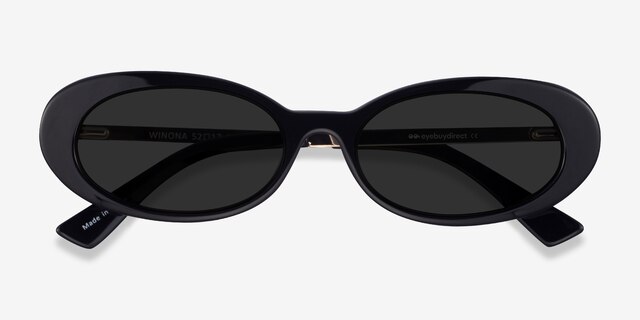 Winona Black AcetateSunglass Frames from EyeBuyDirect, Closed View