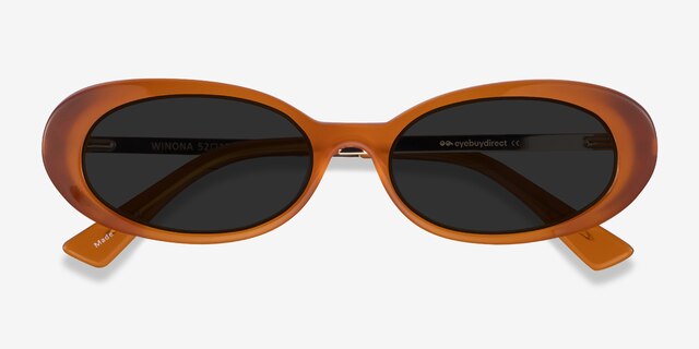 Winona Orange AcetateSunglass Frames from EyeBuyDirect, Closed View