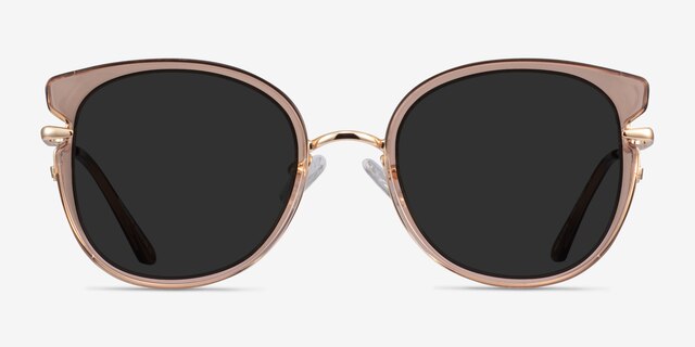 Fascination Clear Brown Gold MetalSunglass Frames from EyeBuyDirect, Front View