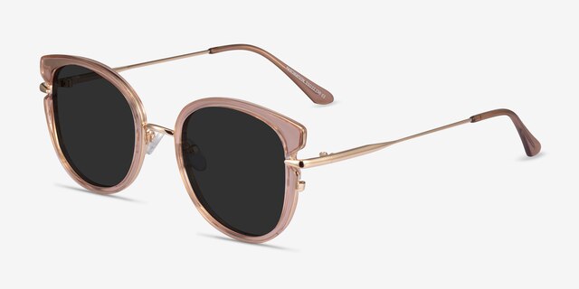 Fascination Clear Brown Gold MetalSunglass Frames from EyeBuyDirect, Angle View