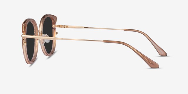 Fascination Clear Brown Gold MetalSunglass Frames from EyeBuyDirect, Side View