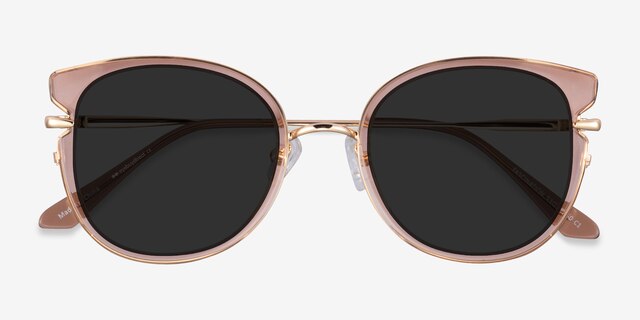 Fascination Clear Brown Gold MetalSunglass Frames from EyeBuyDirect, Closed View