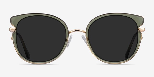 Fascination Clear Green Gold MetalSunglass Frames from EyeBuyDirect, Front View