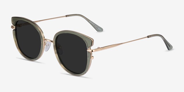 Fascination Clear Green Gold MetalSunglass Frames from EyeBuyDirect, Angle View