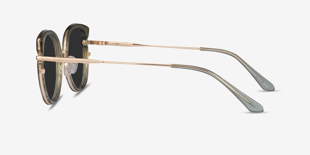 Fascination Clear Green Gold MetalSunglass Frames from EyeBuyDirect, Side View