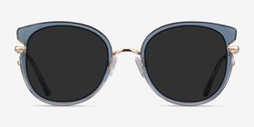 Fascination Clear Blue Gold Métal Soleil de Lunette de vue d'EyeBuyDirect, Vue de Face