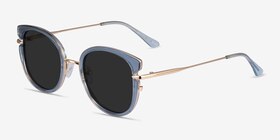 Fascination Clear Blue Gold Métal Soleil de Lunette de vue d'EyeBuyDirect, Vue d'Angle