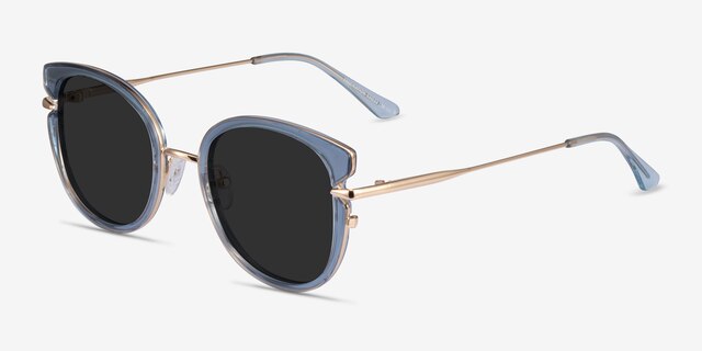 Fascination Clear Blue Gold MetalSunglass Frames from EyeBuyDirect, Angle View