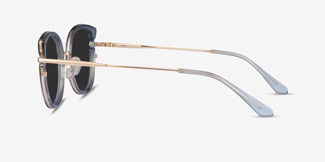 Fascination Clear Blue Gold MetalSunglass Frames from EyeBuyDirect, Side View