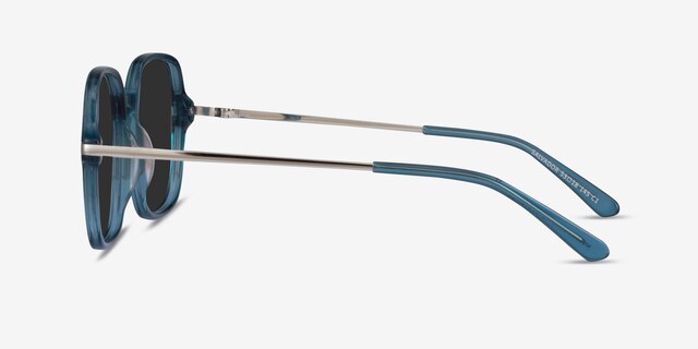 Salvador Teal AcetateSunglass Frames from EyeBuyDirect, Side View