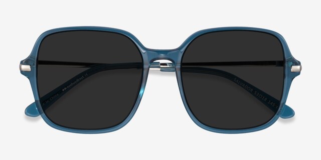 Salvador Teal AcetateSunglass Frames from EyeBuyDirect, Closed View