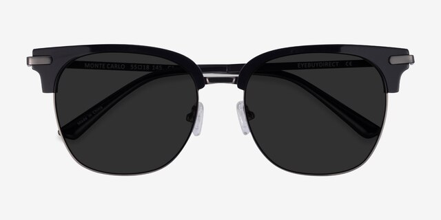 Monte Carlo Black Gunmetal AcetateSunglass Frames from EyeBuyDirect, Closed View