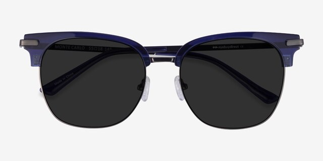 Monte Carlo Blue Gunmetal AcetateSunglass Frames from EyeBuyDirect, Closed View