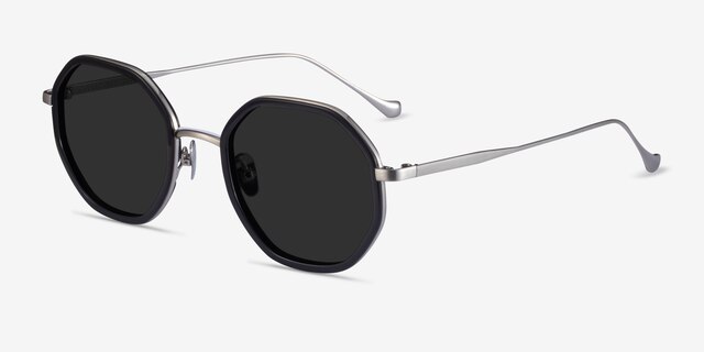 Hinode Black Gunmetal AcetateSunglass Frames from EyeBuyDirect, Angle View