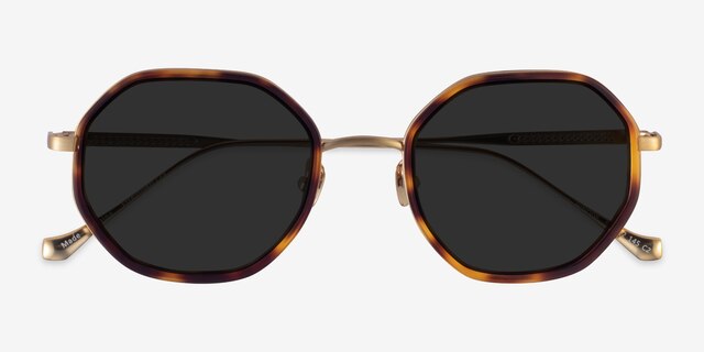 Hinode Tortoise Gold AcetateSunglass Frames from EyeBuyDirect, Closed View