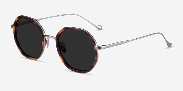 Hinode Tortoise Silver AcétateSoleil de Lunette de vue d'EyeBuyDirect, Vue d'Angle