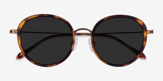 Nagano Tortoise Bronze AcetateSunglass Frames from EyeBuyDirect, Closed View