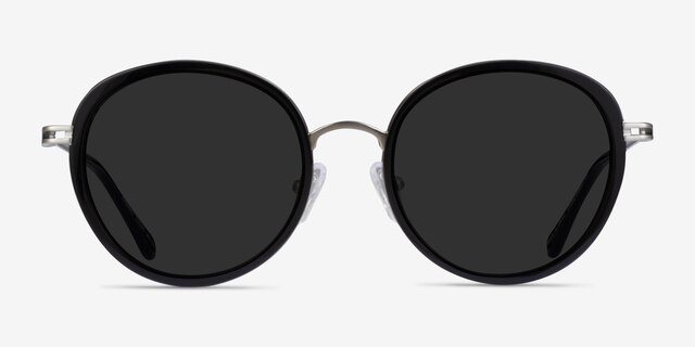 Nagano Black Silver AcetateSunglass Frames from EyeBuyDirect, Front View