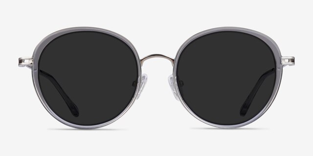 Nagano Clear Gray Silver AcétateSoleil de Lunette de vue d'EyeBuyDirect, Vue de Face