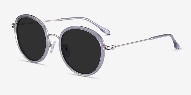 Nagano Clear Gray Silver AcétateSoleil de Lunette de vue d'EyeBuyDirect, Vue d'Angle