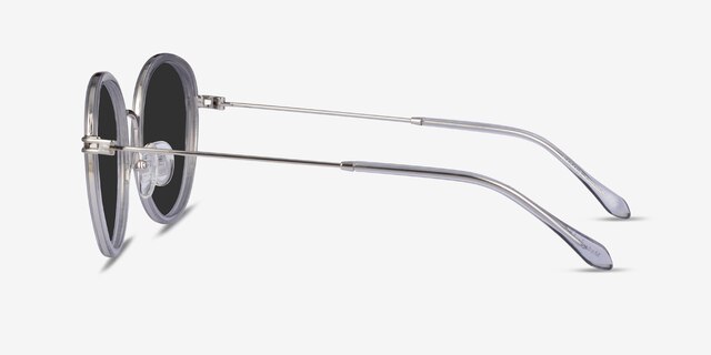 Nagano Clear Gray Silver AcétateSoleil de Lunette de vue d'EyeBuyDirect, Vue de Côté