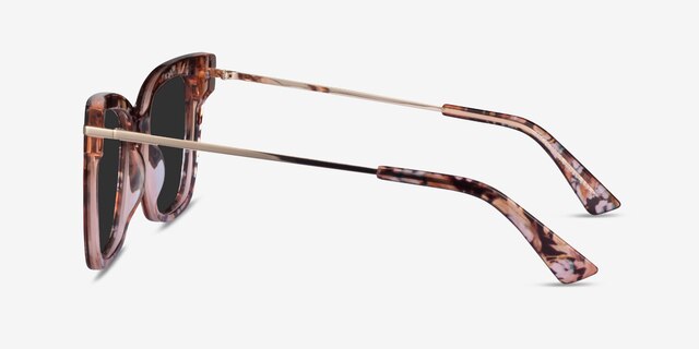 September Brown Floral Gold AcetateSunglass Frames from EyeBuyDirect, Side View