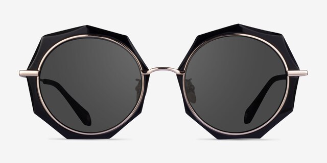 Now Black Gold AcetateSunglass Frames from EyeBuyDirect, Front View