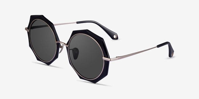 Now Black Gold AcetateSunglass Frames from EyeBuyDirect, Angle View