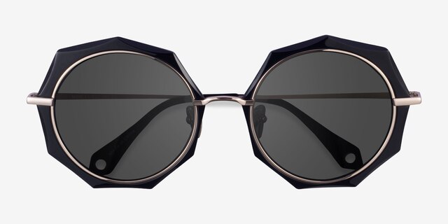Now Black Gold AcetateSunglass Frames from EyeBuyDirect, Closed View