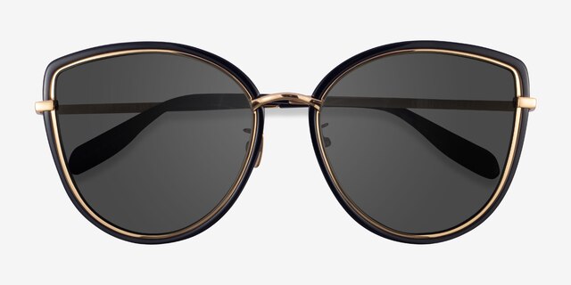 Most Black Gold AcetateSunglass Frames from EyeBuyDirect, Closed View
