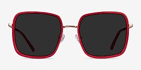 Graphene Red Gold Acétate Soleil de Lunette de vue d'EyeBuyDirect, Vue de Face