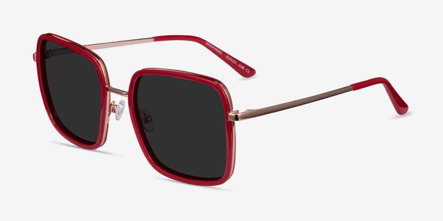 Graphene Red Gold AcetateSunglass Frames from EyeBuyDirect, Angle View