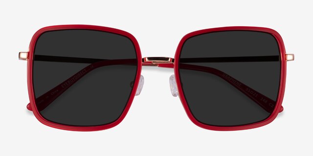Graphene Red Gold AcetateSunglass Frames from EyeBuyDirect, Closed View