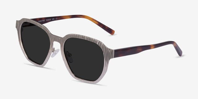 Electro Matte Silver AcetateSunglass Frames from EyeBuyDirect, Angle View