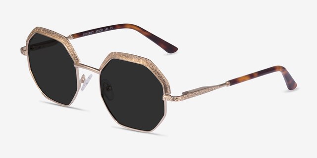 Futurist Shiny Gold AcetateSunglass Frames from EyeBuyDirect, Angle View