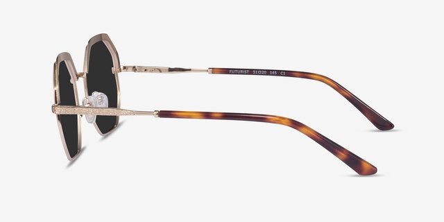 Futurist Shiny Gold AcetateSunglass Frames from EyeBuyDirect, Side View
