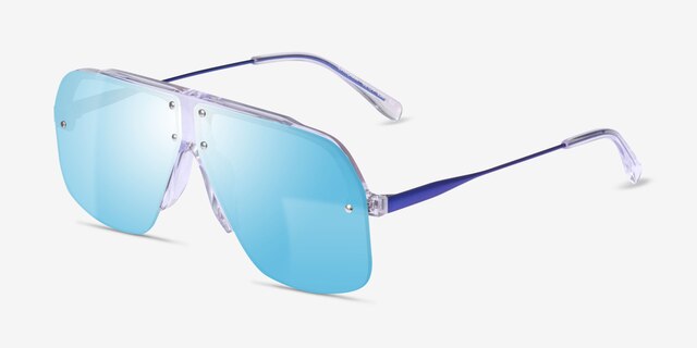 Chroma Clear Blue AcetateSunglass Frames from EyeBuyDirect, Angle View