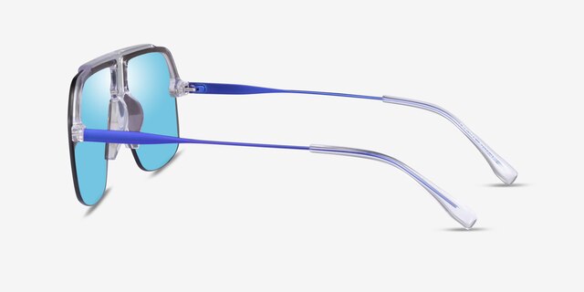 Chroma Clear Blue AcetateSunglass Frames from EyeBuyDirect, Side View
