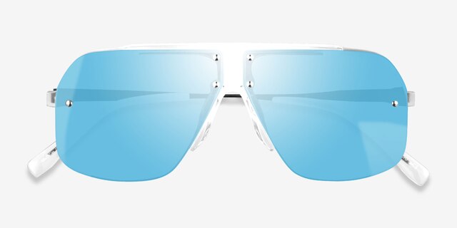 Chroma Clear Blue AcetateSunglass Frames from EyeBuyDirect, Closed View