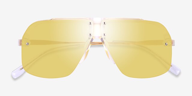 Chroma Clear Gold AcetateSunglass Frames from EyeBuyDirect, Closed View