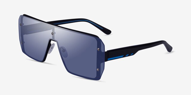 Bot Black Blue AcetateSunglass Frames from EyeBuyDirect, Angle View