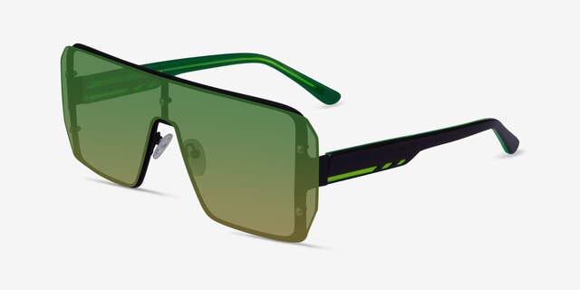 Bot Black Green AcétateSoleil de Lunette de vue d'EyeBuyDirect, Vue d'Angle