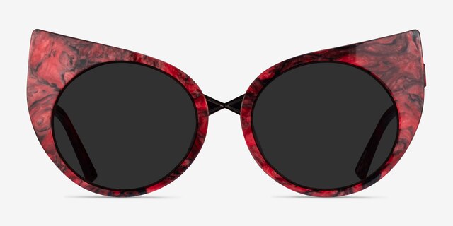 Birman Red Striped Gold AcetateSunglass Frames from EyeBuyDirect, Front View