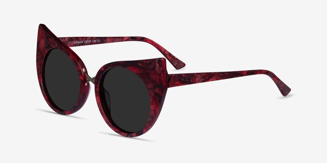 Birman Red Striped Gold AcetateSunglass Frames from EyeBuyDirect, Angle View