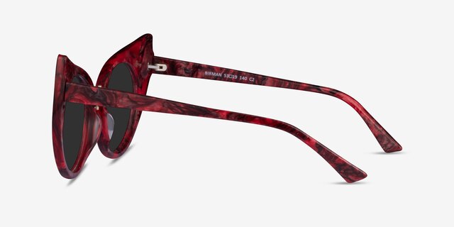 Birman Red Striped Gold AcetateSunglass Frames from EyeBuyDirect, Side View